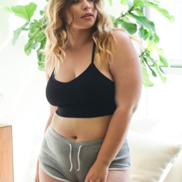PLUS boho Black  racerback mesh Seamless Bralette - Picture 2 of 4